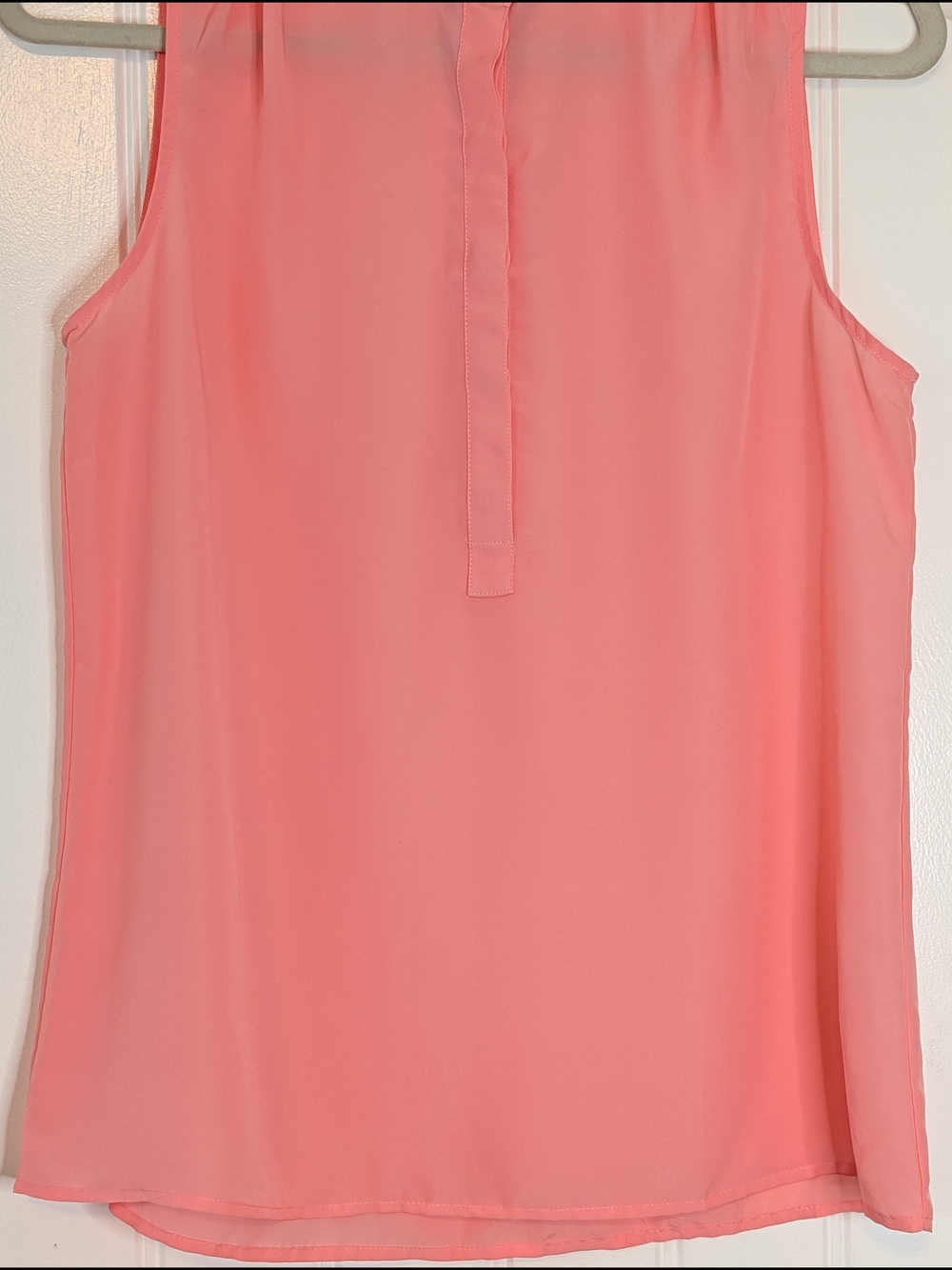 J Crew Peach Pink Ruffled Mock Neck Collar Sleeveless Shirt - Picture 4 of 13